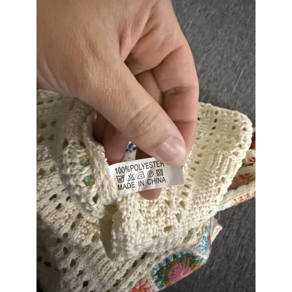 Crochet Granny Square Boho Beach Tote Bag